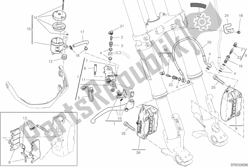 Todas las partes para Sistema De Freno Delantero de Ducati Multistrada 950 Thailand 2020